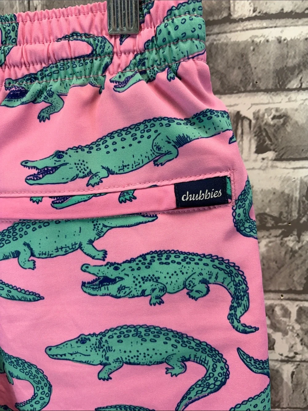 chubbies Pink Shorts with Green Alligator Print